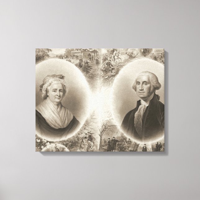 Impressão Em Tela Martha e George Washington 1876 (Frente)