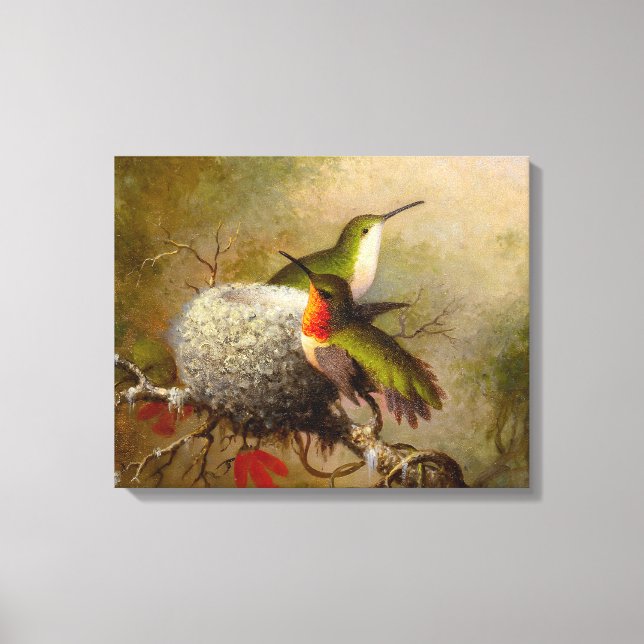 Impressão Em Tela MARTIN J. HEADE - Dois Throats Ruby pelo Ninho - (Frente)