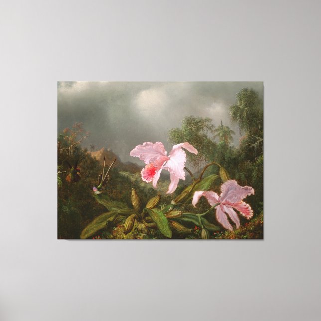Impressão Em Tela MARTIN J. HEADE Jungle Orchids & Hummingbird 1872 (Frente)