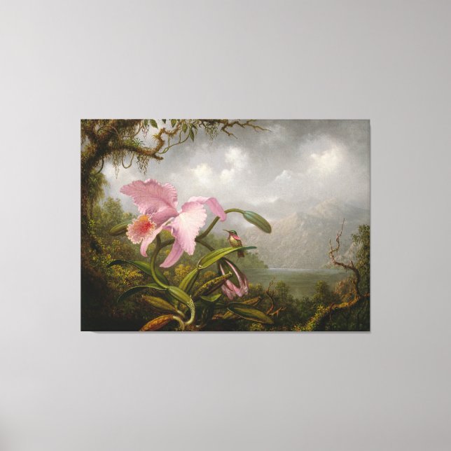 Impressão Em Tela MARTIN J. HEADE - Orquídea e Hummingbird - c. 1885 (Frente)