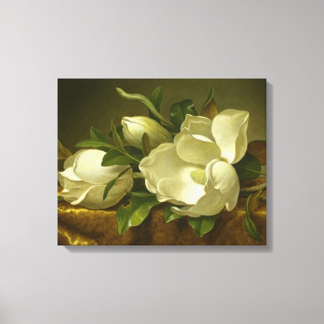 Impressão Em Tela Martin Johnson Heade - Magnolias em Velvet Dourado (Frente)