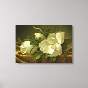 Impressão Em Tela Martin Johnson Heade - Magnolias em Velvet Dourado