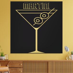 Impressão Em Tela Martini de azeitona dourado moderno de meados do s