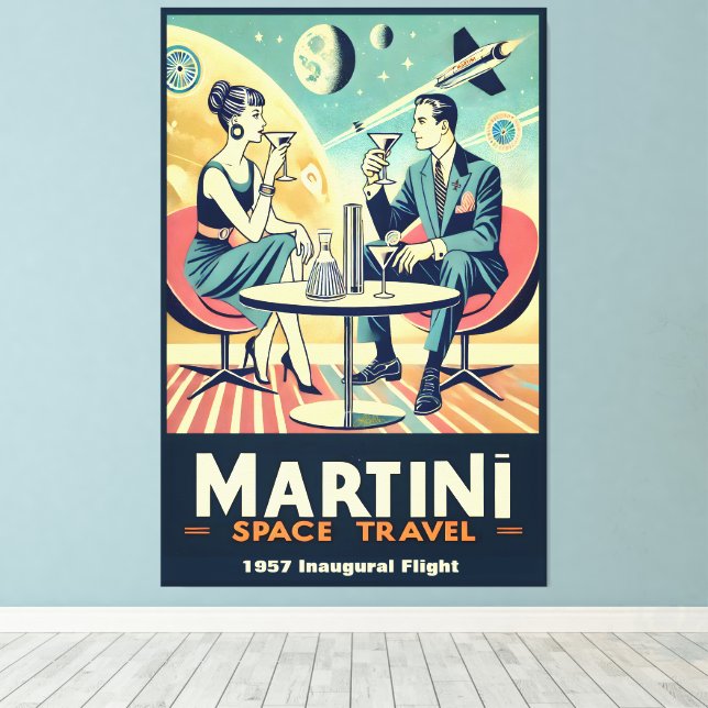 Impressão Em Tela Martini Space Travel Posters Flight Crew  (Insitu(piso de madeira))
