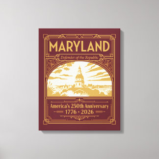 Impressão Em Tela Maryland Art Deco América 250º Aniversário