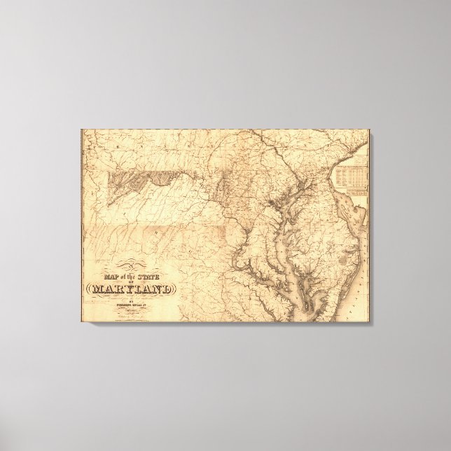 Impressão Em Tela MarylandMapa PanorâmicoMaryland (Frente)