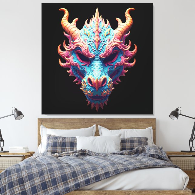 Impressão Em Tela Máscara de Dragão Aurora (Insitu(Quarto))