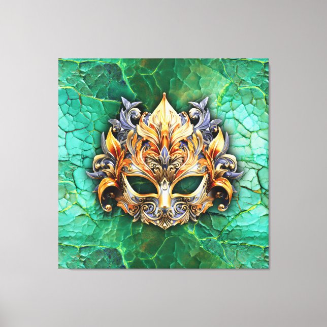 Impressão Em Tela Máscara Venata embelezada em verde brilhante (Frente)