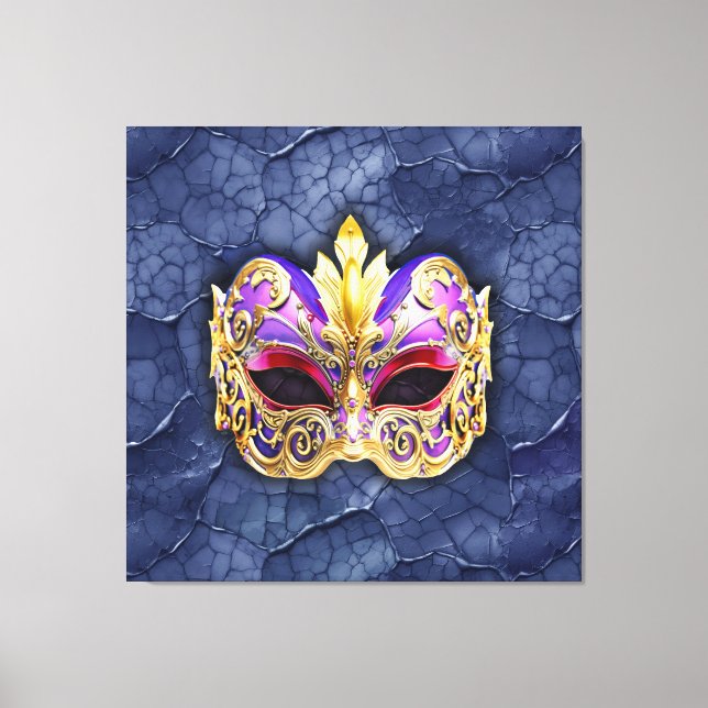 Impressão Em Tela Máscara Veneziana Decorativa sobre Marinho Escuro  (Frente)