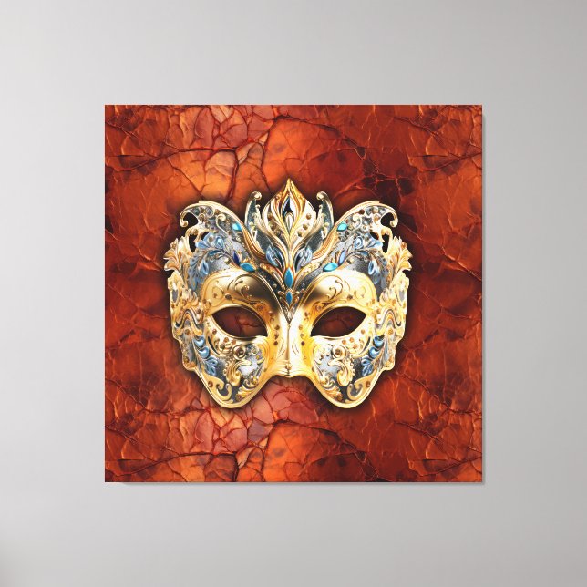 Impressão Em Tela Máscara veneziana luxuosa sobre fundo de ferrugem  (Frente)