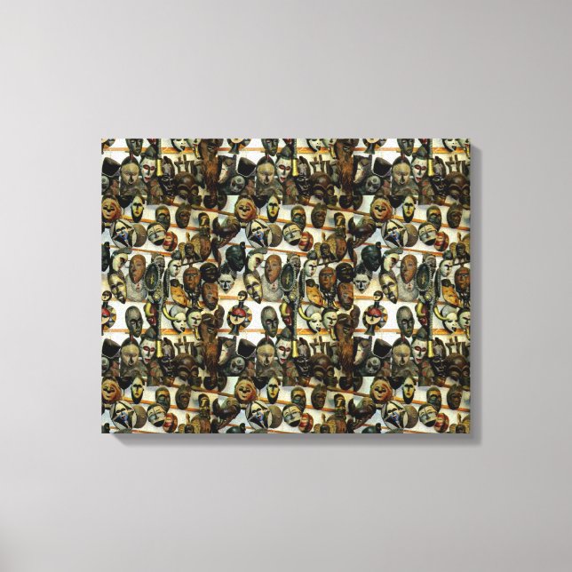 Impressão Em Tela Máscaras Africanas (Frente)