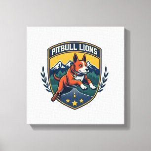 Impressão Em Tela Mascote Esportivo Vintage Leões Pitbull Vetor D