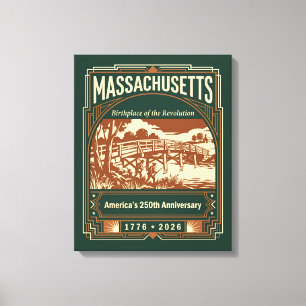 Impressão Em Tela Massachusetts Art Déco Aniversário de 250 anos da 