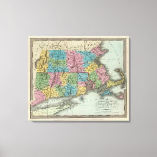 Impressão Em Tela Massachusetts Rhode - ilha e Connecticut 2