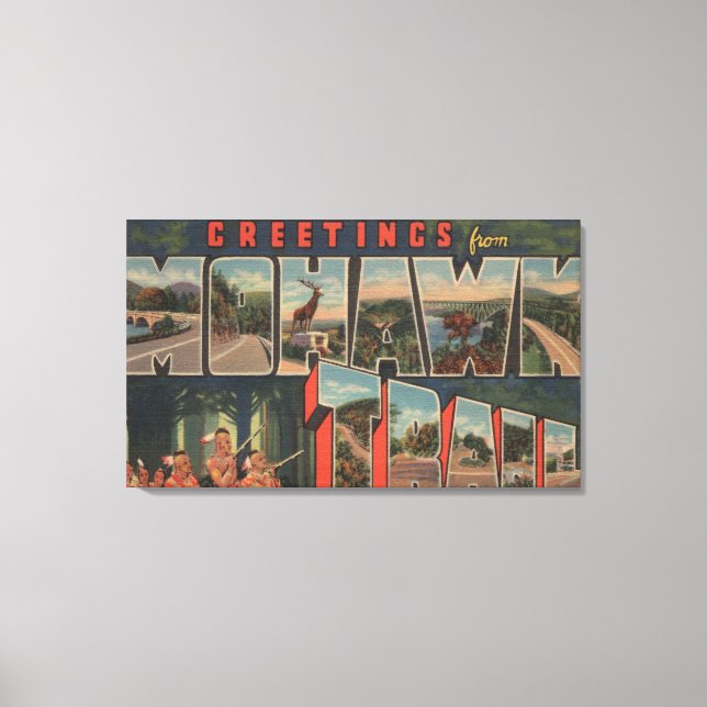 Impressão Em Tela Massachusetts - Saudações da Trilha Mohawk (Frente)