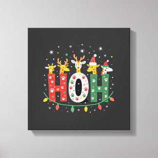 Impressão Em Tela Matching Christmas Santa Hat Ho Ho Ho Giraffe Anim