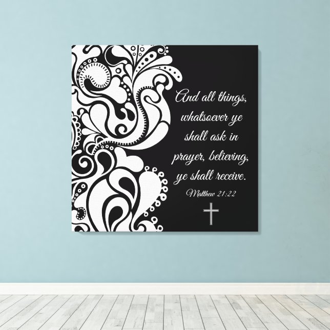 Impressão Em Tela Mateus 21:22 (Insitu(piso de madeira))