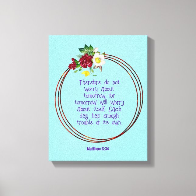 Impressão Em Tela Mathew 6: 24 | Cotações de bíblias Motivacionais V (Frente)