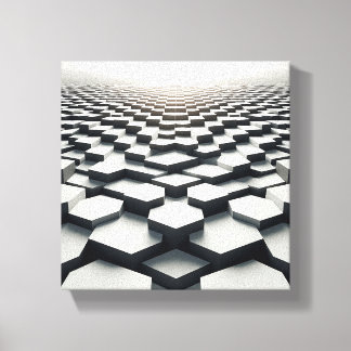 Impressão Em Tela Matriz Hexagonal Minimalista Moderna - Abstrato 3D