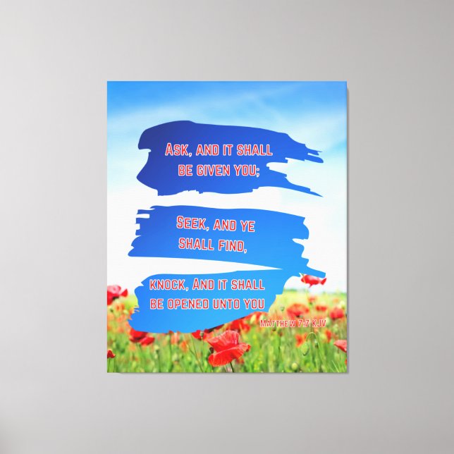 Impressão Em Tela Matthew 7:7 Bíblia Verse KJV Pic Wall Art (Frente)