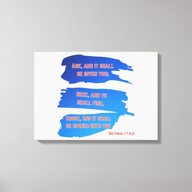 Impressão Em Tela Matthew 7:7 Bíblia Verse KJV Wall Art (Frente)