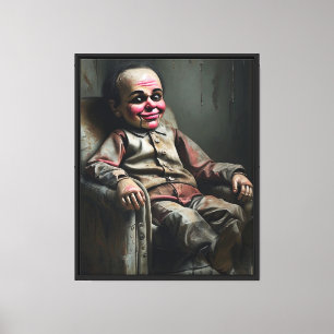 Impressão Em Tela Mau Ventriloquista Dummy - Pintura a óleo escuro
