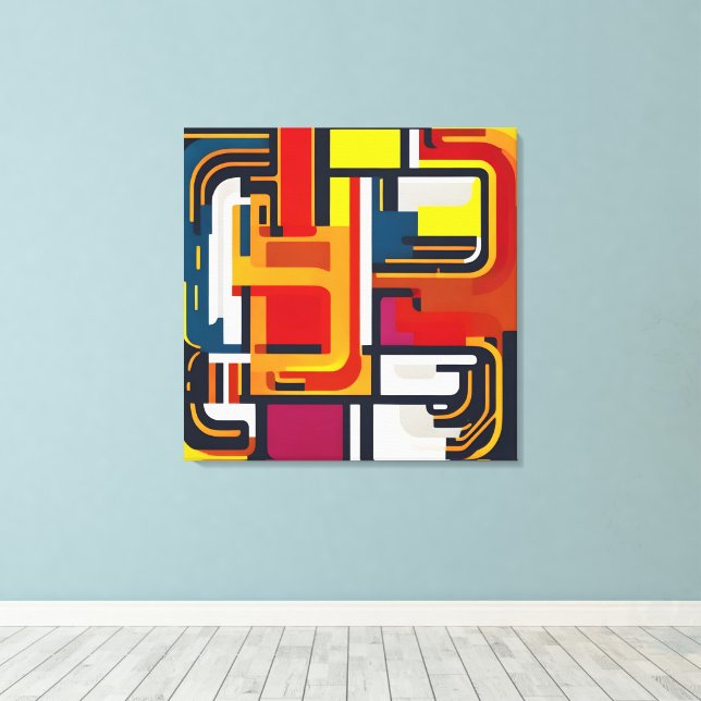 Impressão Em Tela Maze de fluxo de cores (Insitu(piso de madeira))