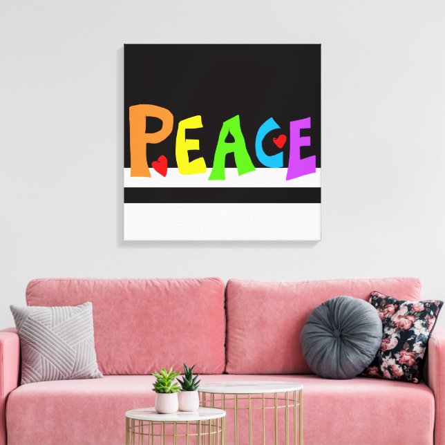 Impressão Em Tela MAZIPOODLES Peace Rainbow  (Insitu(Sala de estar))