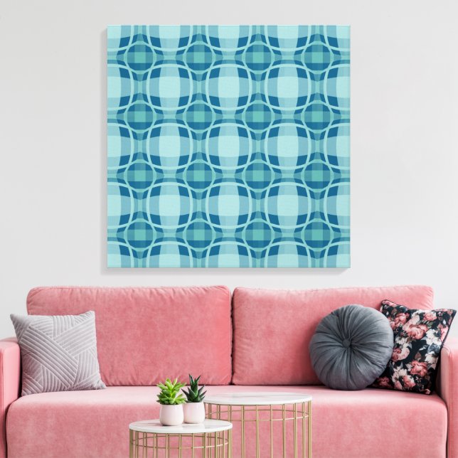 Impressão Em Tela Mazipoodles Square Circle Plaid Baby Blue (Insitu(Sala de estar))