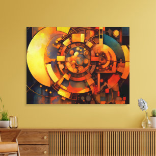 Impressão Em Tela Mecanismo Solar Steampunk Abstrato