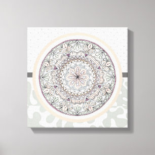 Impressão Em Tela Medalhão de Coloração Neutro da Wall Art