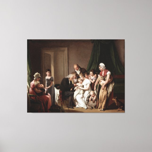 Impressão Em Tela Médico Familiar Vacinando Pintura De Óleo Velho In (Frente)