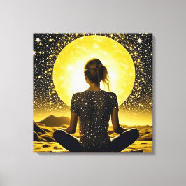 Impressão Em Tela Meditação feminina sob a lua celestial