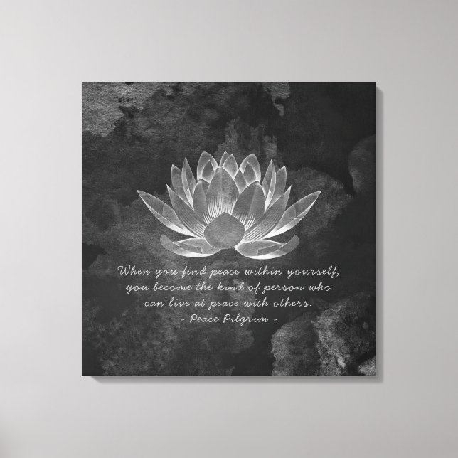 Impressão Em Tela Meditação YOGA Instrutor Reiki Citou Chic Lotus (Frente)