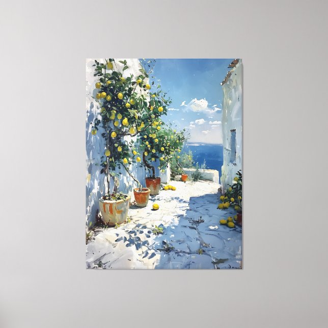 Impressão Em Tela Mediterranean Impressionism with Lemons (Frente)