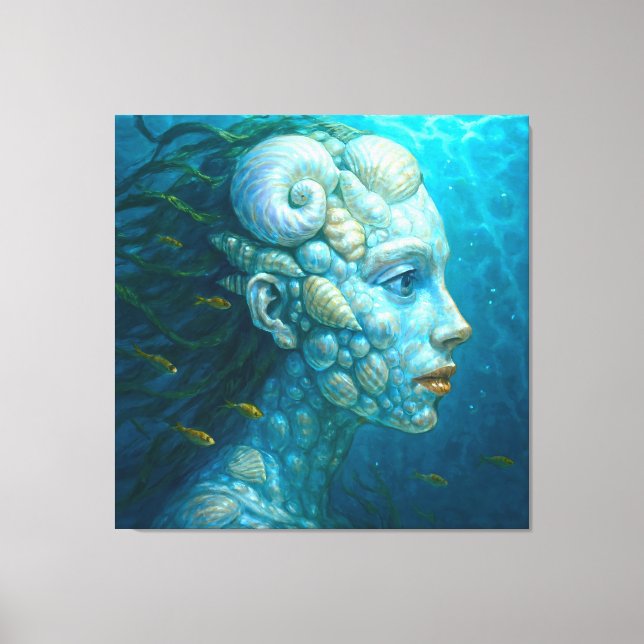 Impressão Em Tela Meerjungfrau in Muscheln - Malerei Stil (Frente)