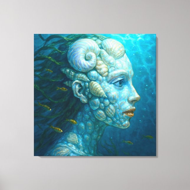 Impressão Em Tela Meerjungfrau in Muscheln - Malerei Stil (Frente)