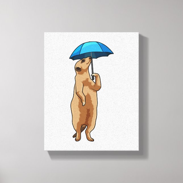 Impressão Em Tela Meerkat com guarda-chuva (Frente)