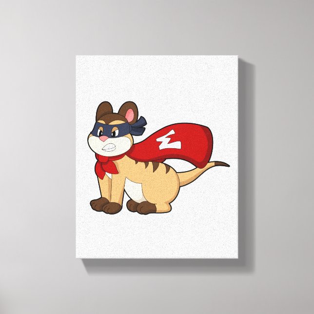 Impressão Em Tela Meerkat como herói com máscara (Frente)