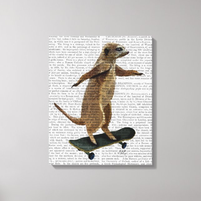 Impressão Em Tela Meerkat No Skateboard (Frente)