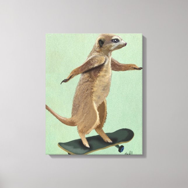 Impressão Em Tela Meerkat No Skateboard (Frente)