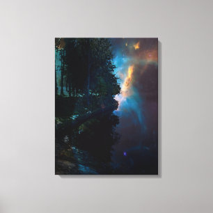 Impressão Em Tela Meia-noite Celestial no lago azul