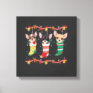 Impressão Em Tela Meias de Natal Chihuahua Luzes Cachorro Natal Dive