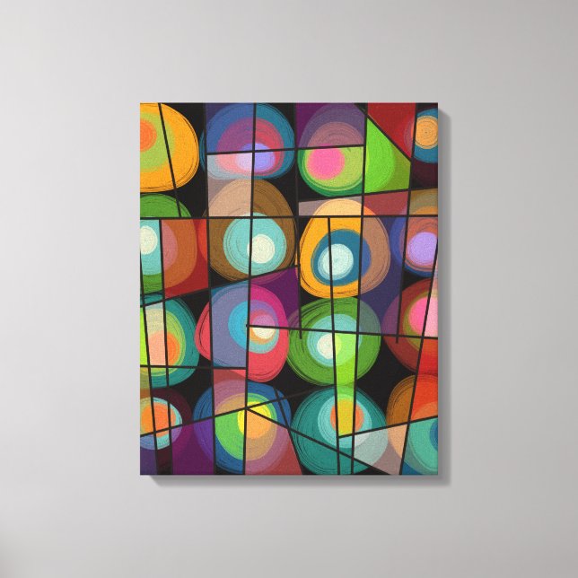 Impressão Em Tela Meio século Estilo Pintado Círculos Abstrato (Frente)
