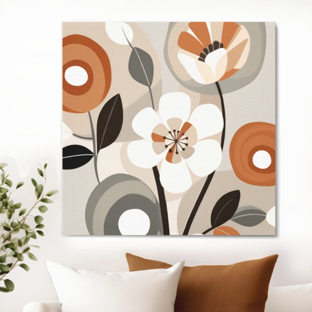 Impressão Em Tela Meio século Floral Retroativo Moderno (Transform your space with the timeless beauty of mid century modern floral canvas. )