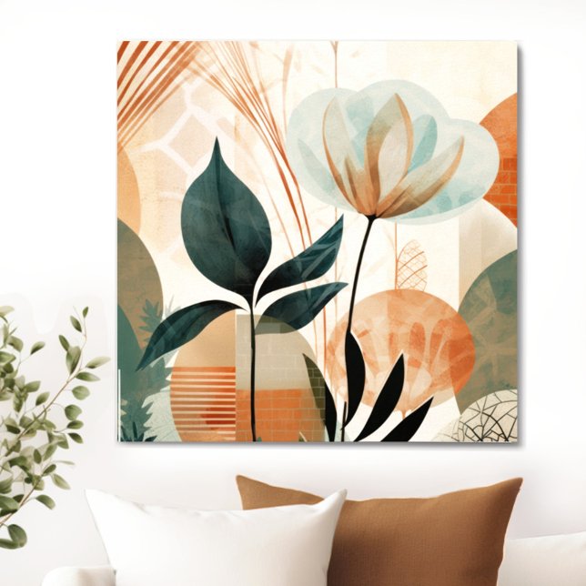 Impressão Em Tela Meio século Floral Retroativo Moderno (Transform your space with the timeless beauty of mid century modern floral canvas. )