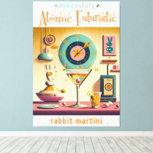 Impressão Em Tela Meio século Futurístico Atômica Rabbit Martini