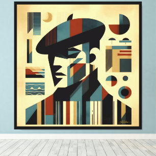Impressão Em Tela Meio século Modern Art Man Vestindo Beret