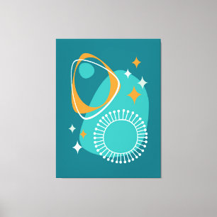 Impressão Em Tela Meio século Moderno da Idade Atômica 14 Teal Aqua