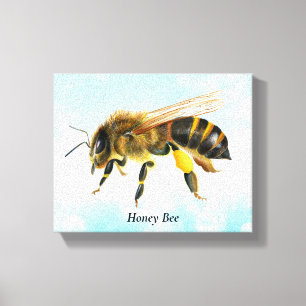 Impressão Em Tela Mel Bee Aquarela Tela Esticada
